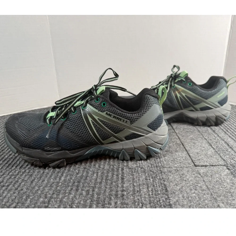 Merrell Antora Womens 8.5 Trail Running Shoes Black Mint Green J12338 Hiking